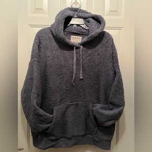 AERO Women's Blue Gray Sherpa Hoodie